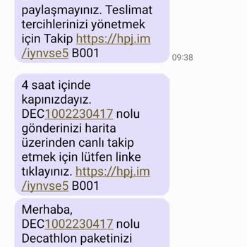 Decathlon Kargo Bilgim Dışında İadeye Çıkmış/sistemsel Hata