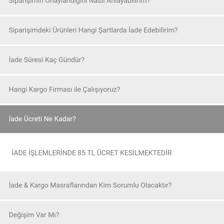 Tuba Eken Butik İade İşlemi Ücretleri Hakkında Şikayet