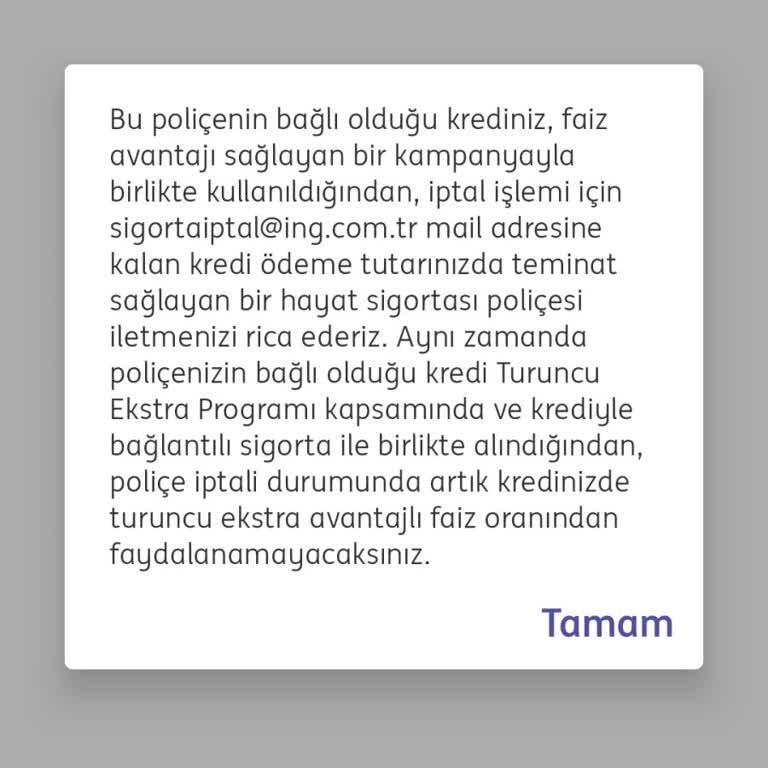 ING Bank Hayat Sigortası İptali