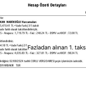 Akbank Banka Kurumun Bana Geri Ödediği Tutarın Taksitini Alıyor.