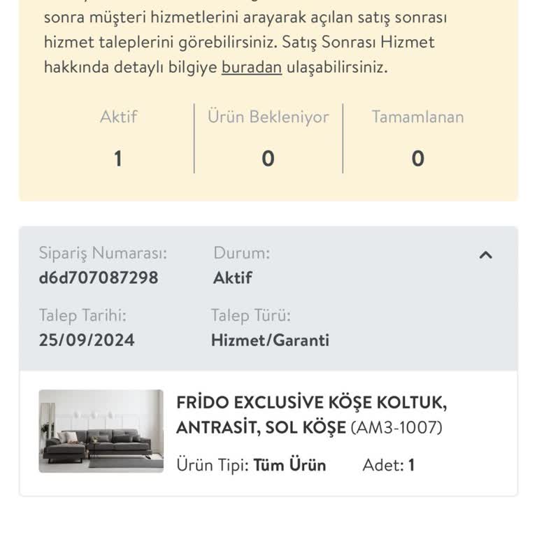 Vivense'den Gelen Hasarlı Köşe Koltuk Ve Uzun Bekleme Süresi