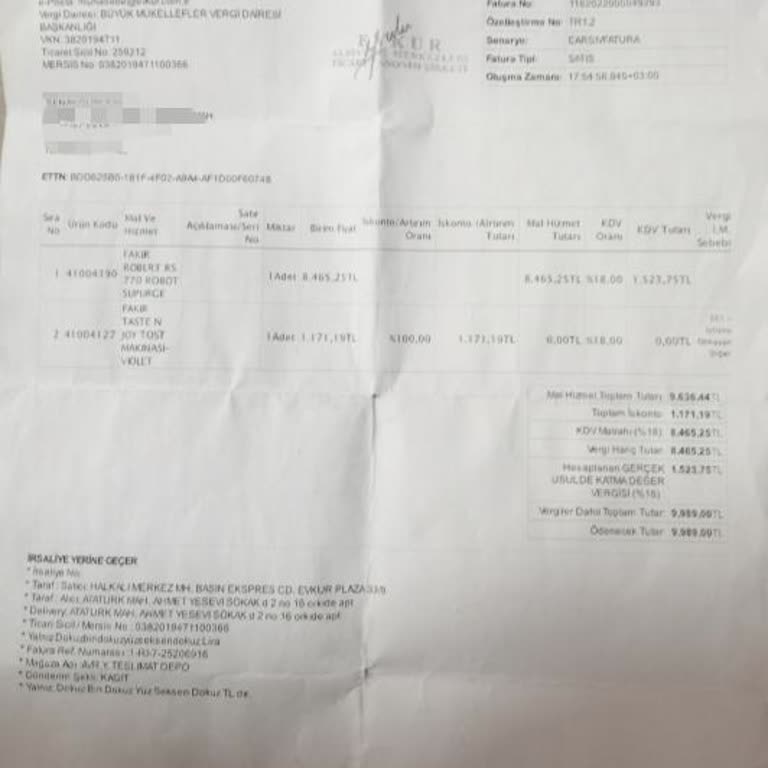 Fakir Ev Aletleri Servisten Ürünü Geri Alamıyorum