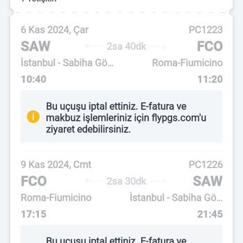 Pegasus Müşteri Temsilcisi Biletimi Geri Ver