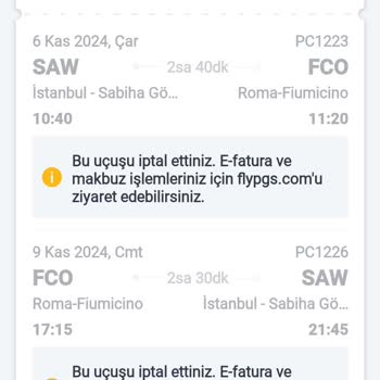 Pegasus Müşteri Temsilcisi Biletimi Geri Ver