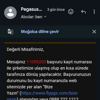Pegasus Müşteri Temsilcisi Biletimi Geri Ver