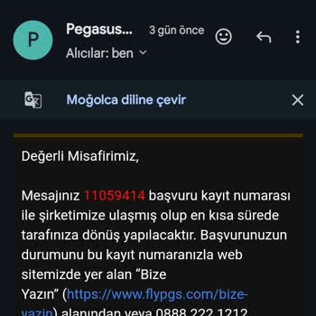 Pegasus Müşteri Temsilcisi Biletimi Geri Ver