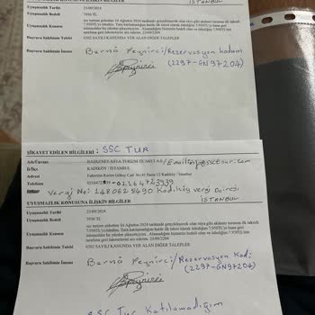SSC Tur Tur Şirketi İade Sorunu