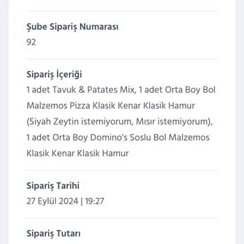Domino's Geç Teslim Edilen Sipariş