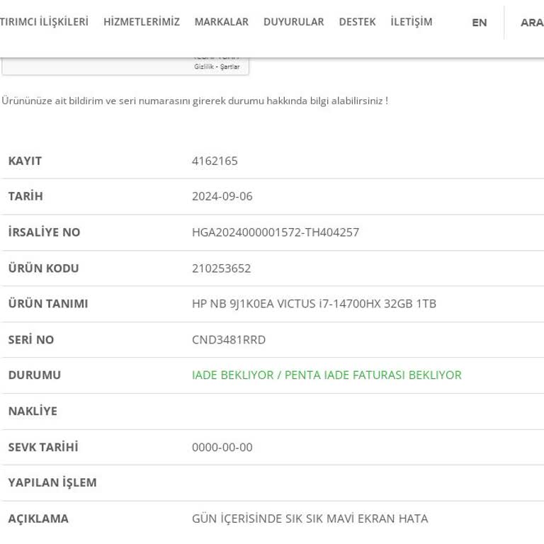 Teknosa'dan Aldığım Notebook'un Servis Sürecinde Yaşanan Sorunlar