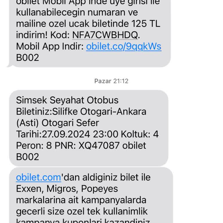 Şimşek Ve Obilet Hatası