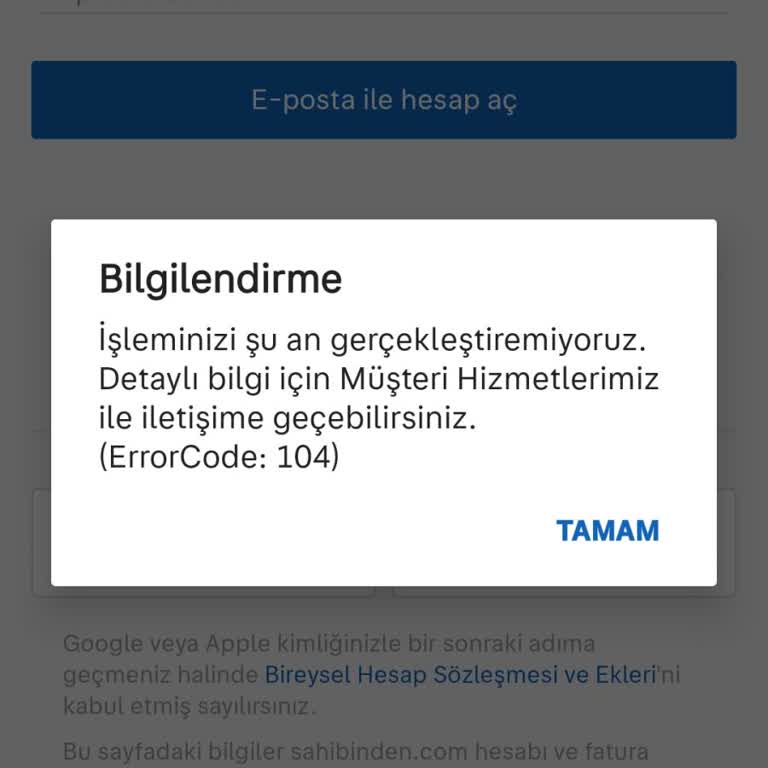 Sahibinden Giriş Yapamıyorum Error Code 104