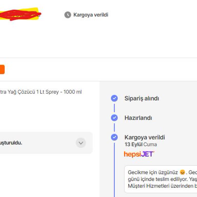 Hepsiburada 2 Haftadır Gönderilmeyen Sipariş