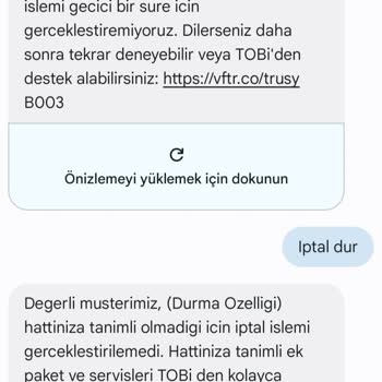 Vodafone Yanımda Uygulamasıyla Ek Paket İptal Sorunu