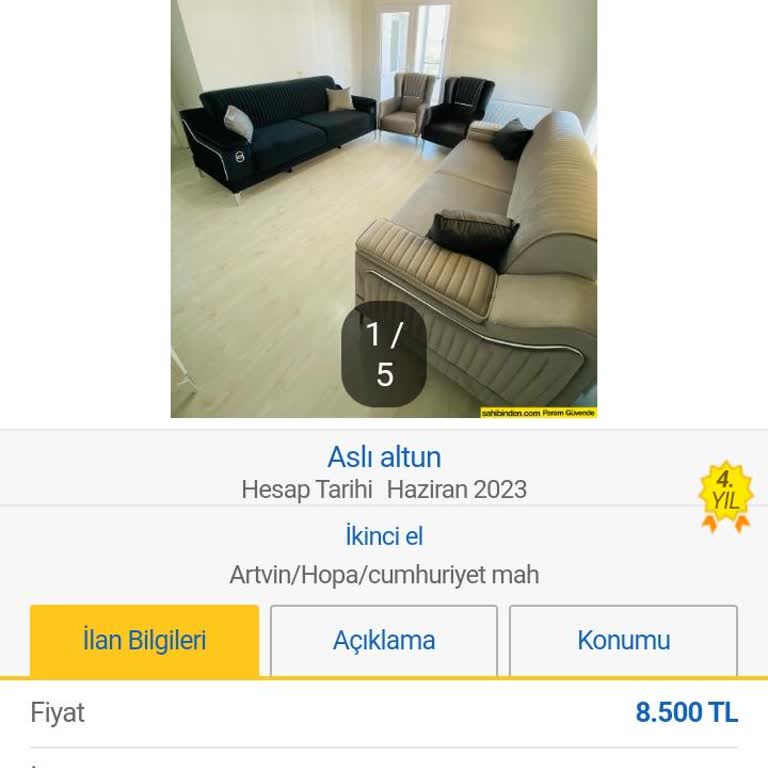 Sahibinden Param Güvende İle Koltuk Takımı Alışverişinde Sorun Yaşadım