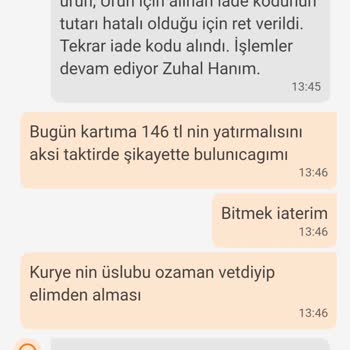 KFC Para, İade Talebi