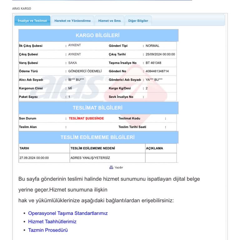 Aras Kargo Kargomu Evde Olduğum Halde Şubeye Götürdü