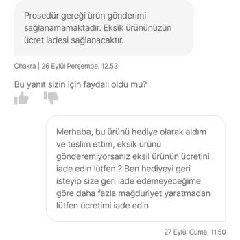 Chakra Eksik Gelen Bebek Bornoz Seti Ve İade Sorunu