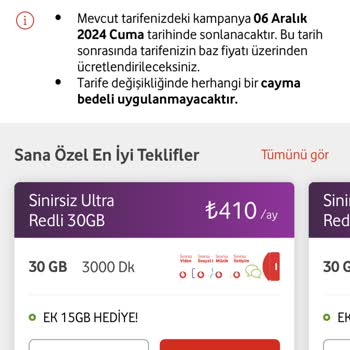 Vodafone Tarife Bitiminde Yanıltıcı Bilgilendirme