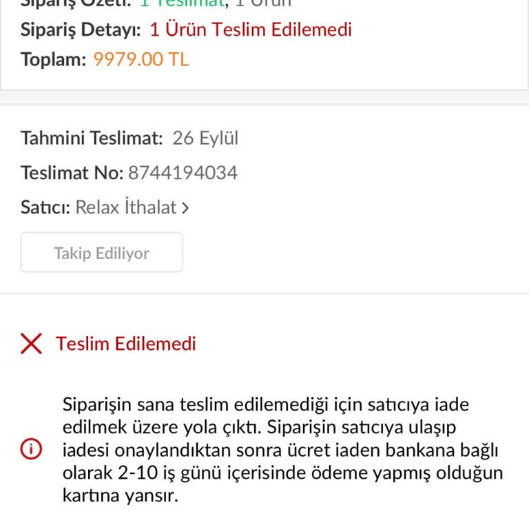 Trendyol Ücret İadesi Ve Teslim Edilmeyen Kargo