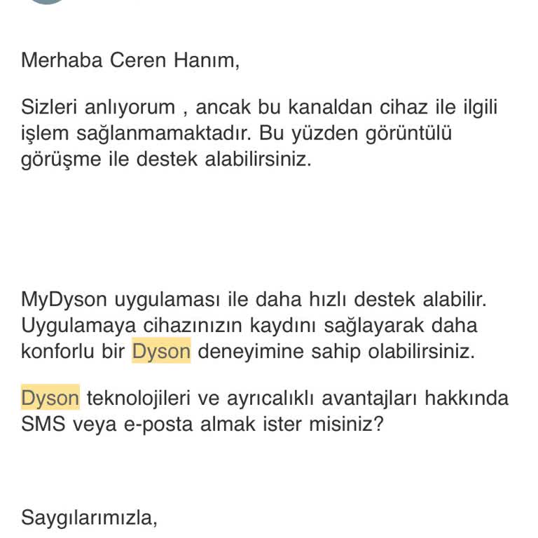 Dyson Müşteri Hizmetlerinin İlgisizliği