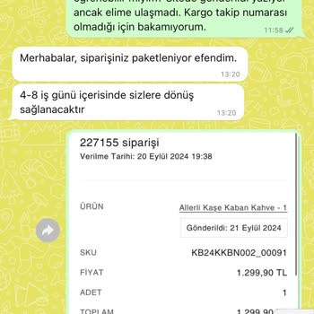 Kadriye Baştürk Sipariş Teslimatında Sürekli Yaşanan Sorunlar Ve Bilgi Kirliliği
