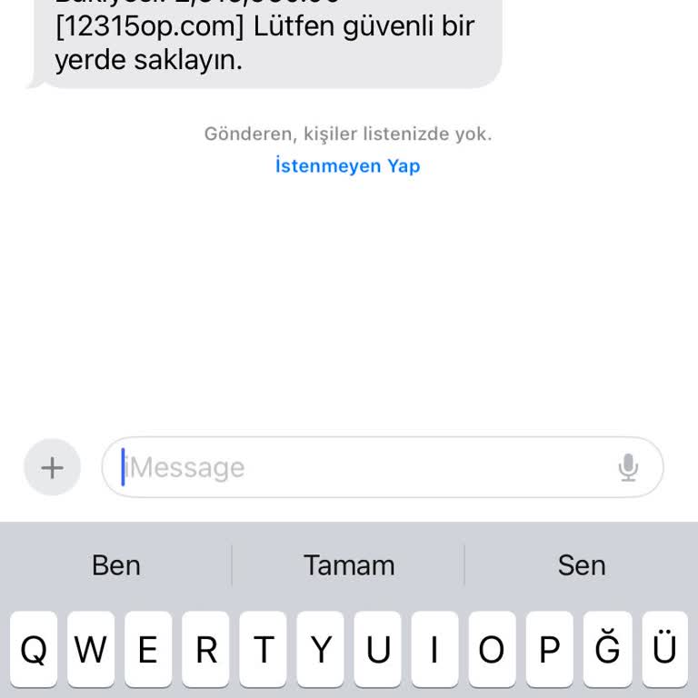 Meta Telefona Gelen İsimsiz Mesaj