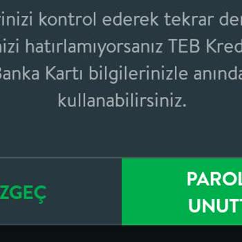 TEB Mobil Çıkmazı Şifre Yanlış Diyor