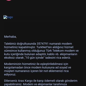 TurkNet'ten Modem İadesi Ve Haksız Ücret Talebi