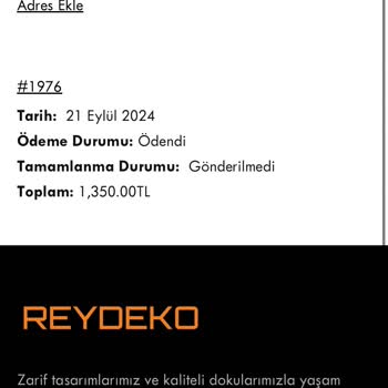 Reydeko Halı Siparişim Teslim Edilmedi
