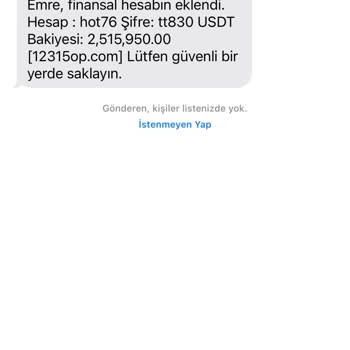 TeknosaCell Finansal Hesabın Eklendi Adı Altında Gelen Mesaj