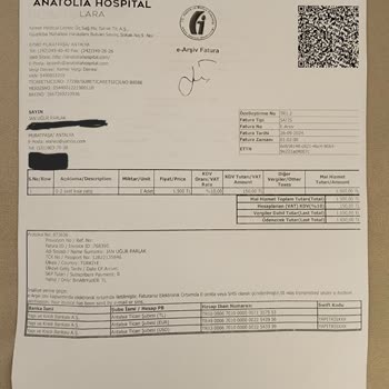 Antalya Lara Anadolu Hastanesi Haksız Alınan 1650 TL Serum Ücreti