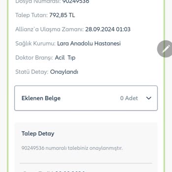 Antalya Lara Anadolu Hastanesi Haksız Alınan 1650 TL Serum Ücreti