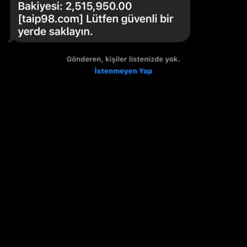 Taip98.com Gelen SMS