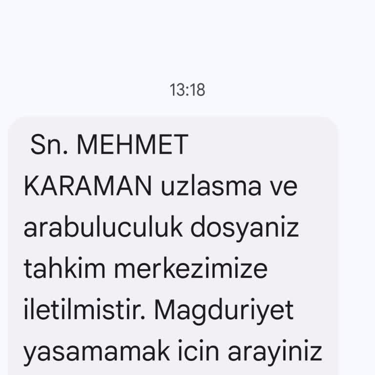E.UZLASMA (SMS) Tahkim Arabuluculuk Mesajı