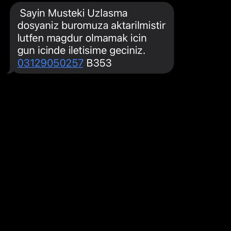 E.UZLASMA (SMS) Ekl- UZLAŞMA'dan Gelen Mesaj.