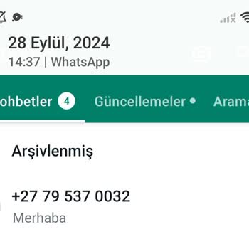 WhatsApp Den +27 Kodlu Telefondan "merhaba" Diye Mesaj Geldi.