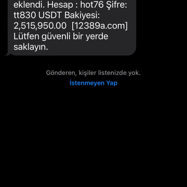 12389a.com Bilinmeyen E Postadan SMS Yoluyla USDT Mesajı