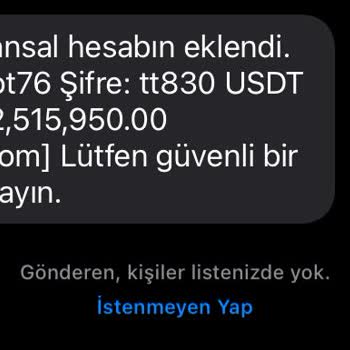 WhatsApp Finansal Hesabın Eklendi Mesajı