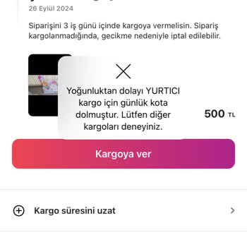 Gardrops'ta Yurtiçi Kargo Kod Alınamıyor
