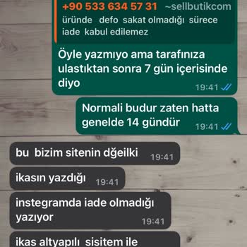 SellButik (ays_sellbutik) İade Sürecinde Yaşanan Sorunlar Ve Ürün Kalitesi Problemleri