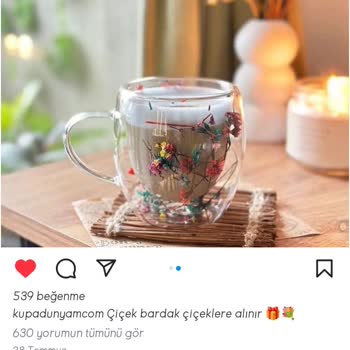 Kupa Dünyam Kupadunyam.com Çiçekli Bardak