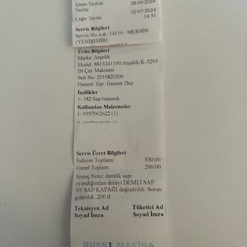 Arçelik Çay Makinesi Sürekli Arızalanıyor ve Yüksek Tamir Maliyetleri