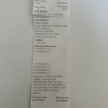 Arçelik Çay Makinesi Sürekli Arızalanıyor ve Yüksek Tamir Maliyetleri