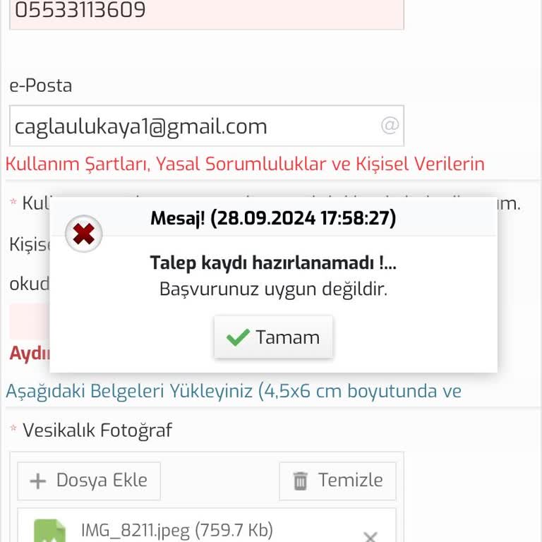 Bağcılar Belediyesi Bağ Kart Başvuru Uygun Değildir Hatası