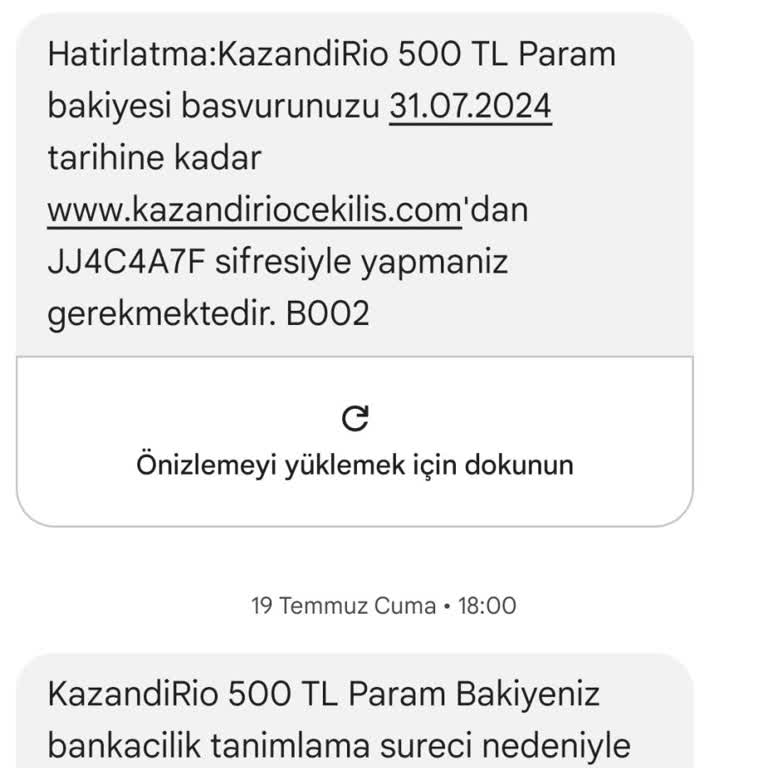KazandıRio Kazandığım Hediye Çekleri Yatırılmadı Ve Kullanılamadı