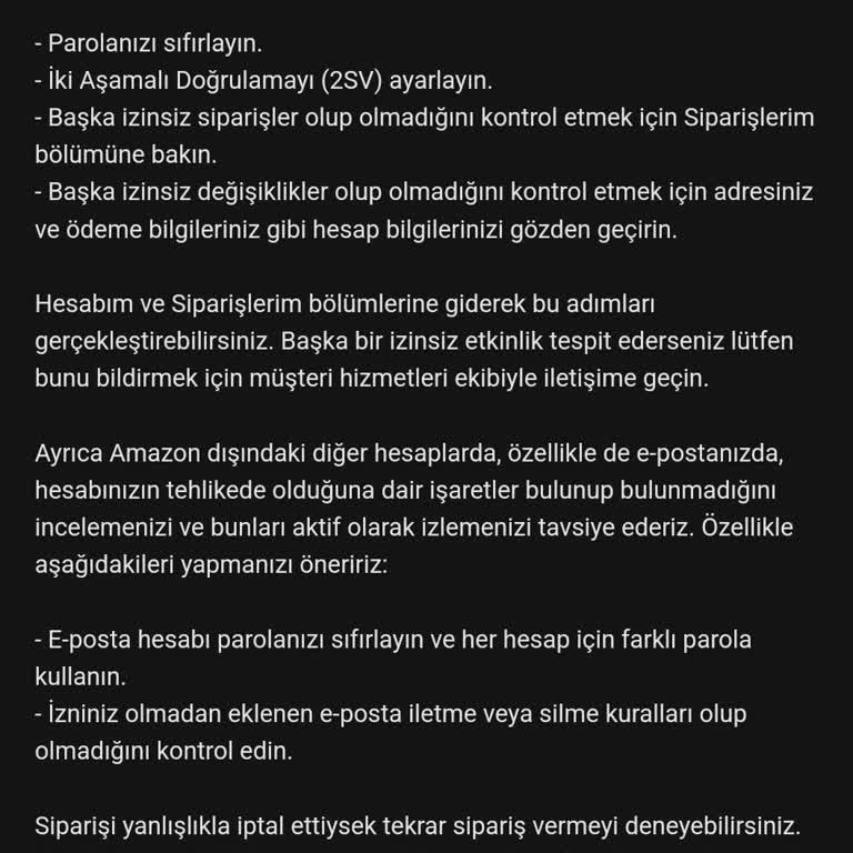 Amazon Şüpheli Etkinlik Sebebiyle İade