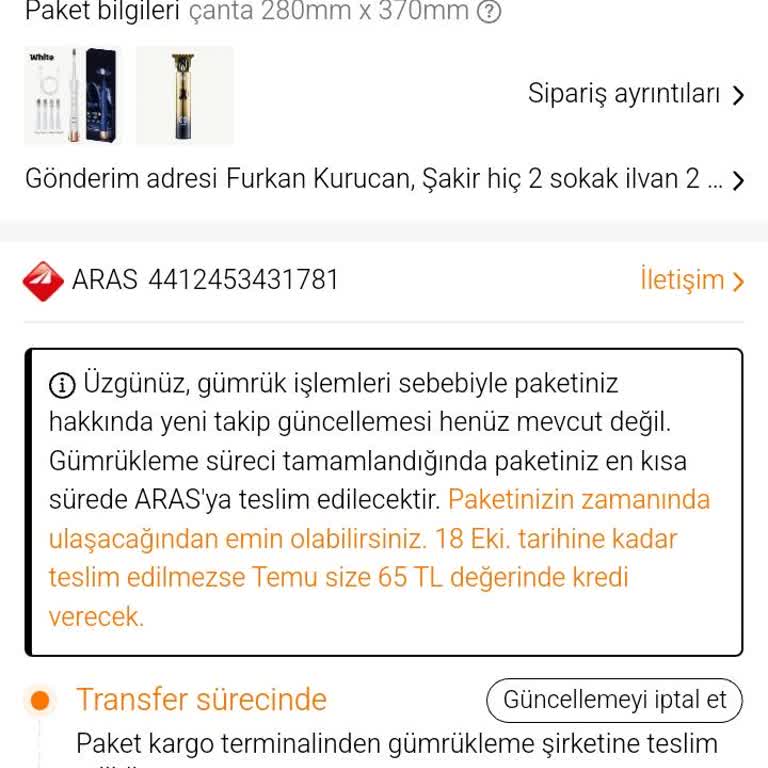 Temu Aras Kargo İle Gönderim Sorunu