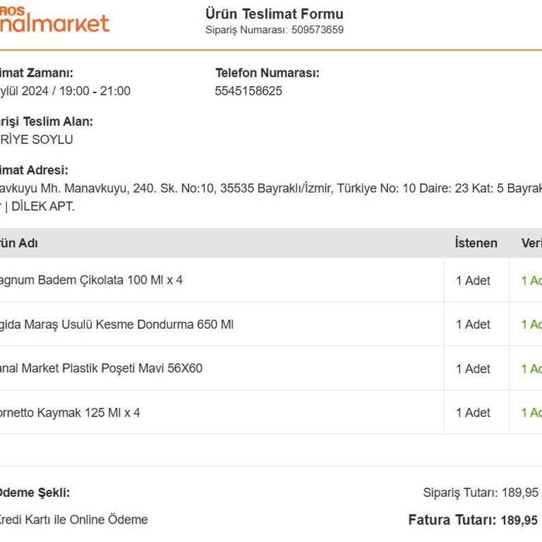 Migros Erimiş Dondurma Teslimi