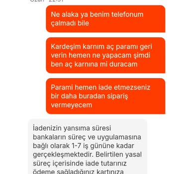 Burger King Sipariş İptali Ve İade Sorunu Yaşadım