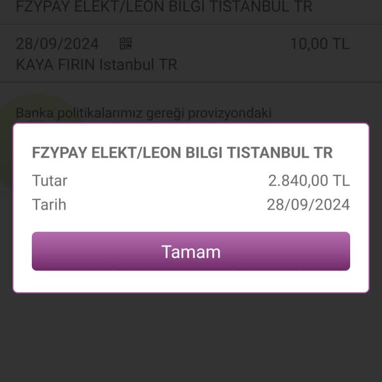 FzyPay Tarafımdan Habersiz Para Çekilmiş